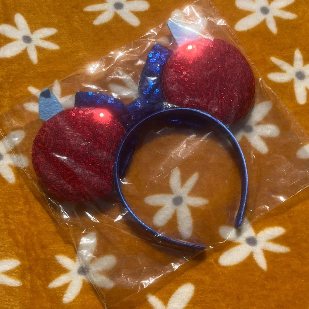 NEW NIP Lilo & Stitch Themed Sequined Disney Mickey Mouse Ears Headband Accesory